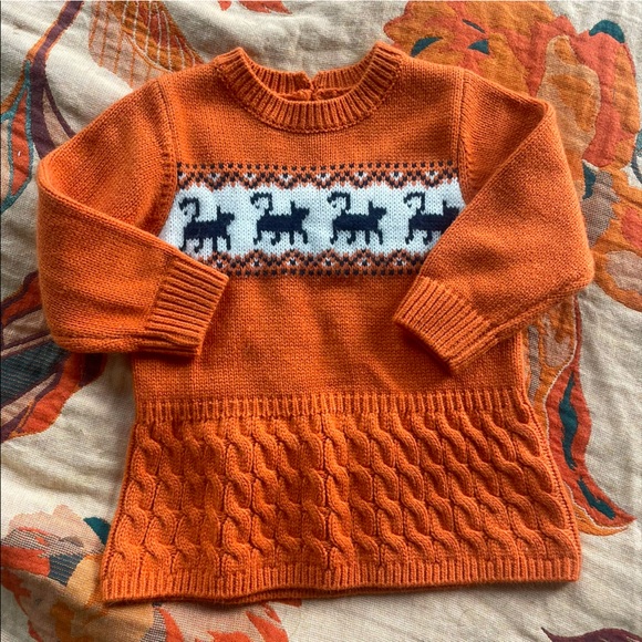 Orange with black cats knit sweater dress - size 2T-3T - Picture 5 of 9
